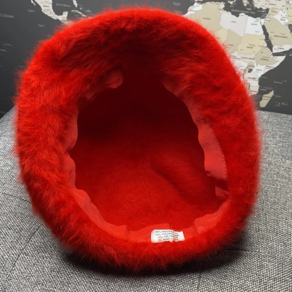 Vintage Red Angora Blend Fuzzy Cloche Bucket Hat – Soft & Cozy - Picture 7 of 8